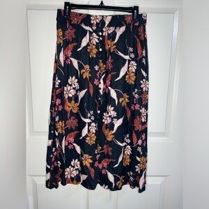 Philosophy Black Skirt with Colorful Floral Size Medium, Bohemian, Free Spirit